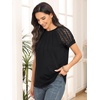 image:imageAUTOMET Womens Lace Short Sleeve Tops Business Casual Outfits Work ShirtsBlack