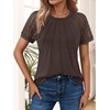 image:imageAUTOMET Womens Lace Short Sleeve Tops Business Casual Outfits Work ShirtsBrown