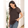 image:imageAUTOMET Womens Lace Short Sleeve Tops Business Casual Outfits Work ShirtsBrown