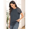 image:imageAUTOMET Womens Lace Short Sleeve Tops Business Casual Outfits Work ShirtsDarkgrey