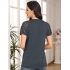 image:imageAUTOMET Womens Lace Short Sleeve Tops Business Casual Outfits Work ShirtsDarkgrey