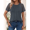 image:imageAUTOMET Womens Lace Short Sleeve Tops Business Casual Outfits Work ShirtsDarkgrey