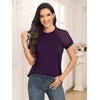 image:imageAUTOMET Womens Lace Short Sleeve Tops Business Casual Outfits Work ShirtsDarkpurple