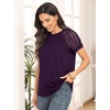 image:imageAUTOMET Womens Lace Short Sleeve Tops Business Casual Outfits Work ShirtsDarkpurple