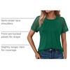image:imageAUTOMET Womens Lace Short Sleeve Tops Business Casual Outfits Work ShirtsGreen