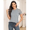 image:imageAUTOMET Womens Lace Short Sleeve Tops Business Casual Outfits Work ShirtsGrey