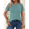 image:imageAUTOMET Womens Lace Short Sleeve Tops Business Casual Outfits Work ShirtsGreygreen
