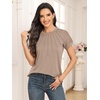 image:imageAUTOMET Womens Lace Short Sleeve Tops Business Casual Outfits Work ShirtsKhaki
