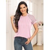 image:imageAUTOMET Womens Lace Short Sleeve Tops Business Casual Outfits Work ShirtsPink