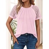 image:imageAUTOMET Womens Lace Short Sleeve Tops Business Casual Outfits Work ShirtsPink