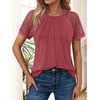 image:imageAUTOMET Womens Lace Short Sleeve Tops Business Casual Outfits Work ShirtsRust