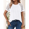 image:imageAUTOMET Womens Lace Short Sleeve Tops Business Casual Outfits Work ShirtsWhite