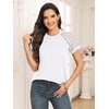image:imageAUTOMET Womens Lace Short Sleeve Tops Business Casual Outfits Work ShirtsWhite