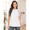 image:imageAUTOMET Womens Lace Short Sleeve Tops Business Casual Outfits Work ShirtsWhite