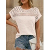 image:imageAUTOMET Womens Lace Short Sleeves Shirts Crochet Summer TopsApricot