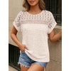 image:imageAUTOMET Womens Lace Short Sleeves Shirts Crochet Summer TopsApricot