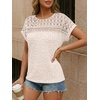 image:imageAUTOMET Womens Lace Short Sleeves Shirts Crochet Summer TopsApricot