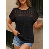 image:imageAUTOMET Womens Lace Short Sleeves Shirts Crochet Summer TopsBlack