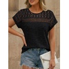 image:imageAUTOMET Womens Lace Short Sleeves Shirts Crochet Summer TopsBlack