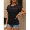 image:imageAUTOMET Womens Lace Short Sleeves Shirts Crochet Summer TopsBlack