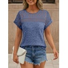 image:imageAUTOMET Womens Lace Short Sleeves Shirts Crochet Summer TopsBlue