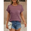 image:imageAUTOMET Womens Lace Short Sleeves Shirts Crochet Summer TopsBurgundy