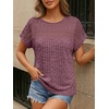 image:imageAUTOMET Womens Lace Short Sleeves Shirts Crochet Summer TopsBurgundy