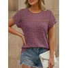 image:imageAUTOMET Womens Lace Short Sleeves Shirts Crochet Summer TopsBurgundy