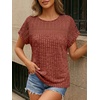 image:imageAUTOMET Womens Lace Short Sleeves Shirts Crochet Summer TopsCaramel