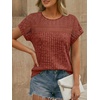 image:imageAUTOMET Womens Lace Short Sleeves Shirts Crochet Summer TopsCaramel