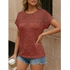 image:imageAUTOMET Womens Lace Short Sleeves Shirts Crochet Summer TopsCaramel