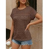image:imageAUTOMET Womens Lace Short Sleeves Shirts Crochet Summer TopsChocolate