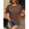 image:imageAUTOMET Womens Lace Short Sleeves Shirts Crochet Summer TopsChocolate