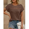 image:imageAUTOMET Womens Lace Short Sleeves Shirts Crochet Summer TopsChocolate