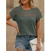 image:imageAUTOMET Womens Lace Short Sleeves Shirts Crochet Summer TopsDark Green