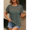 image:imageAUTOMET Womens Lace Short Sleeves Shirts Crochet Summer TopsDark Green