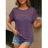 image:imageAUTOMET Womens Lace Short Sleeves Shirts Crochet Summer TopsDark Purple
