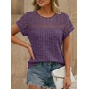 image:imageAUTOMET Womens Lace Short Sleeves Shirts Crochet Summer TopsDark Purple