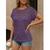 image:imageAUTOMET Womens Lace Short Sleeves Shirts Crochet Summer TopsDark Purple