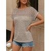 image:imageAUTOMET Womens Lace Short Sleeves Shirts Crochet Summer TopsKhaki