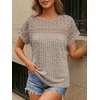 image:imageAUTOMET Womens Lace Short Sleeves Shirts Crochet Summer TopsKhaki