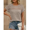 image:imageAUTOMET Womens Lace Short Sleeves Shirts Crochet Summer TopsKhaki