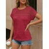 image:imageAUTOMET Womens Lace Short Sleeves Shirts Crochet Summer TopsRed