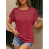 image:imageAUTOMET Womens Lace Short Sleeves Shirts Crochet Summer TopsRed