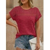 image:imageAUTOMET Womens Lace Short Sleeves Shirts Crochet Summer TopsRed