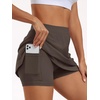 image:imageAUTOMET Womens Mini Tennis Skirt with Shorts Underneath 2026 Athletic Workout Cute Golf Skorts Trendy Summer Gym ClothesBrown