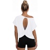 image:imageAUTOMET Womens Open Back Workout Crop Tops 2026 Summer Backless Cute Short Sleeve Athletic Shirts Oversized Gym Yoga Tee
