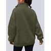 image:imageAUTOMET Womens Quarter Zip Oversized Sweatshirt Fleece Mock Neck PulloverArmygreen