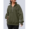 image:imageAUTOMET Womens Quarter Zip Oversized Sweatshirt Fleece Mock Neck PulloverArmygreen