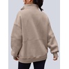 image:imageAUTOMET Womens Quarter Zip Oversized Sweatshirt Fleece Mock Neck PulloverBeige